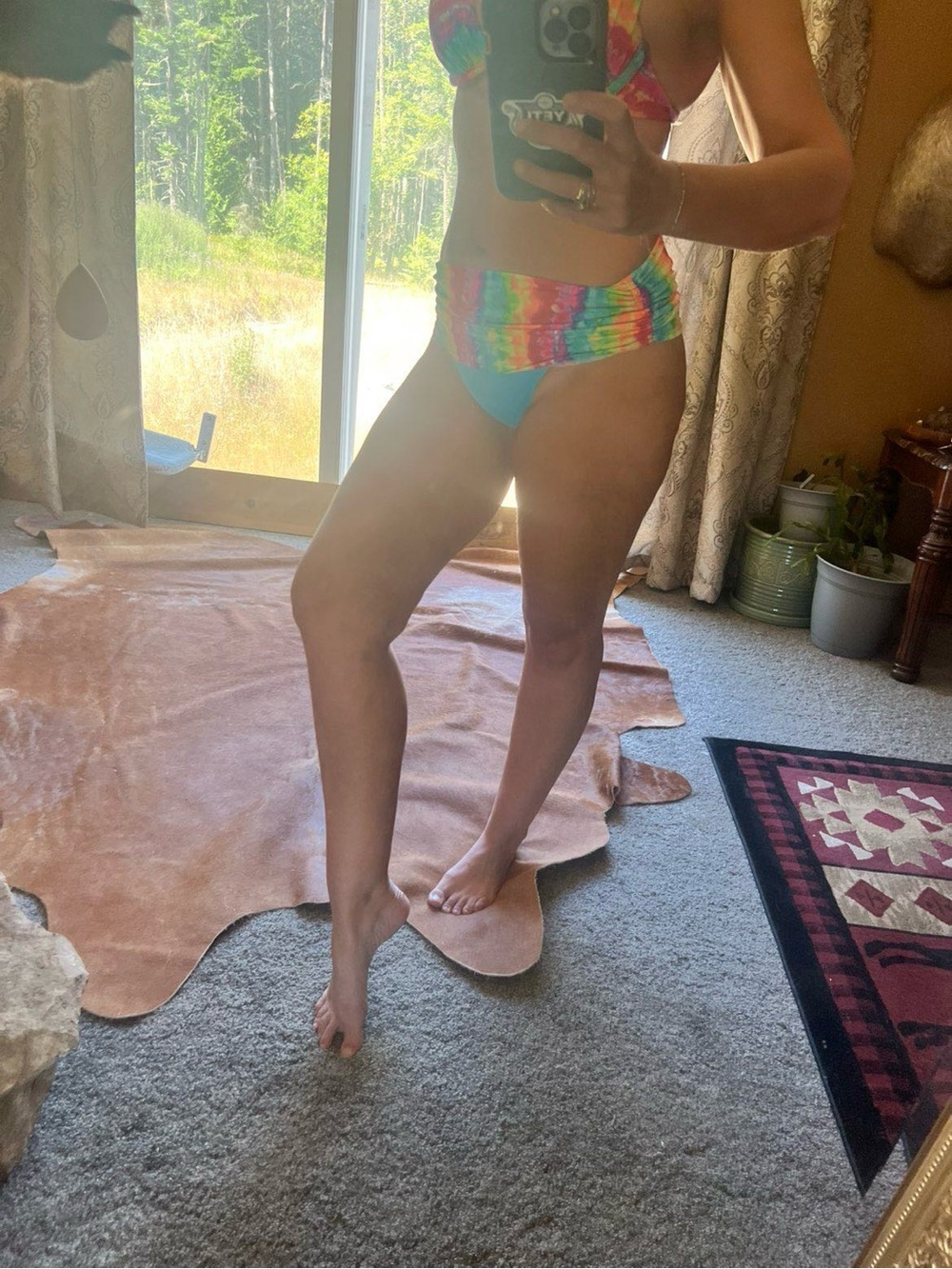 VENUS Rainbow Tie-Dye Bikini with Turquoise Bottom